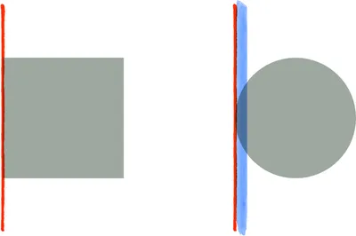Graphic illustration showing the different edge alignments of a square and circle