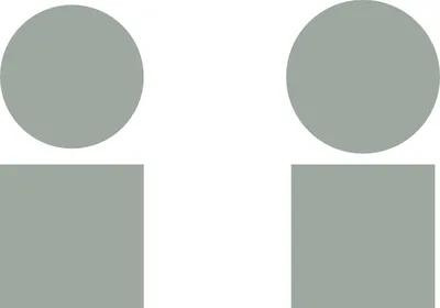 Graphic illustration showing the proper and improper alignment between a circle and square