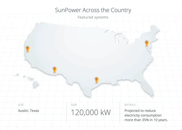 Screen capture of a map element on SunPower.com