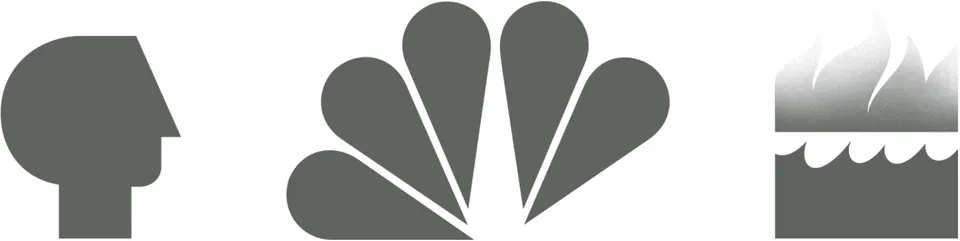 PBS, NBC, and Harpers logos slightly manipulated